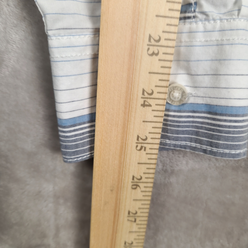 American Rag Blue and White Striped Casual Epaulette Shirt Size M - Picture 7 of 10